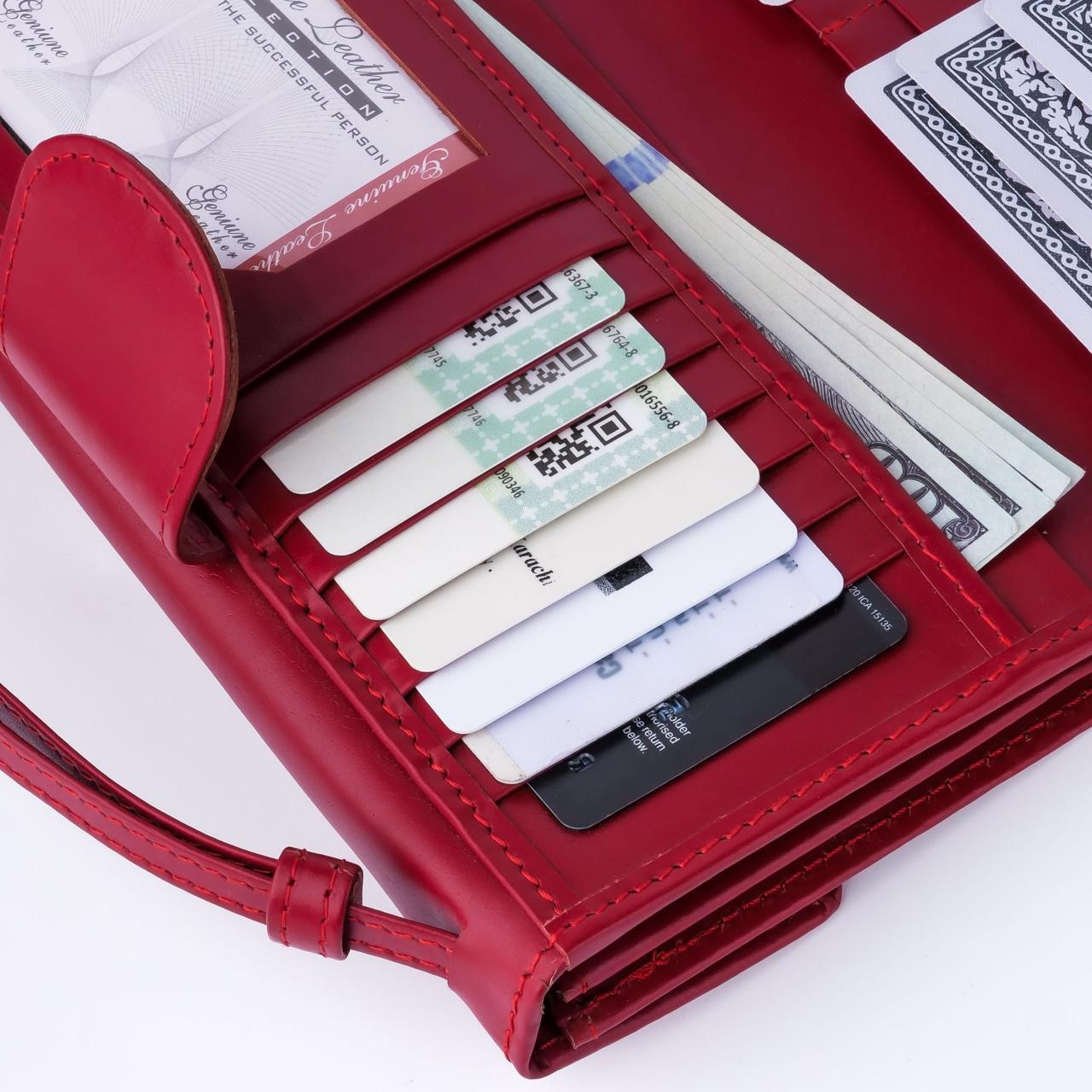 Artist Nova-Womens Handle Leather Clutch Wallet-Red