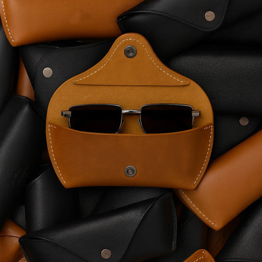 Artist Vintage Leather Eyewear Pouch Classic Protective Case - Vintage Tan