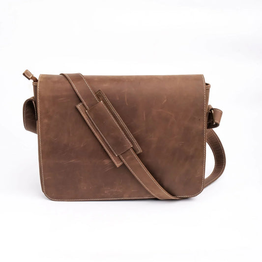 The Leather Artist Classic Satchel Vintage Leather Messenger Bag (Vintage Brown)