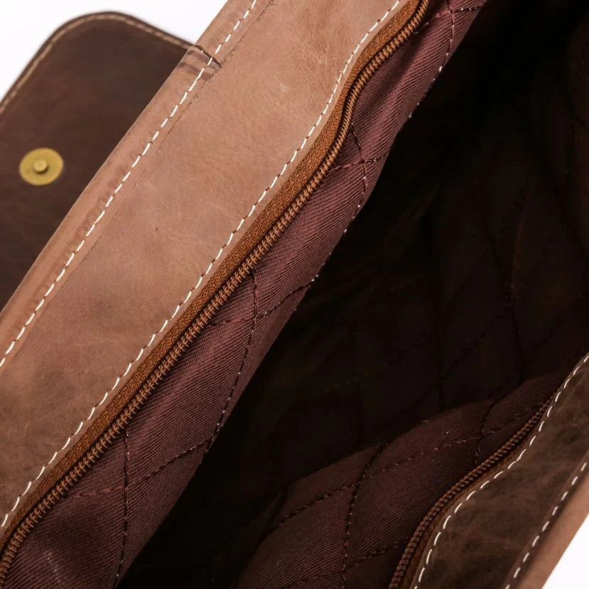 The Leather Artist Classic Satchel Vintage Leather Messenger Bag (Vintage Brown)