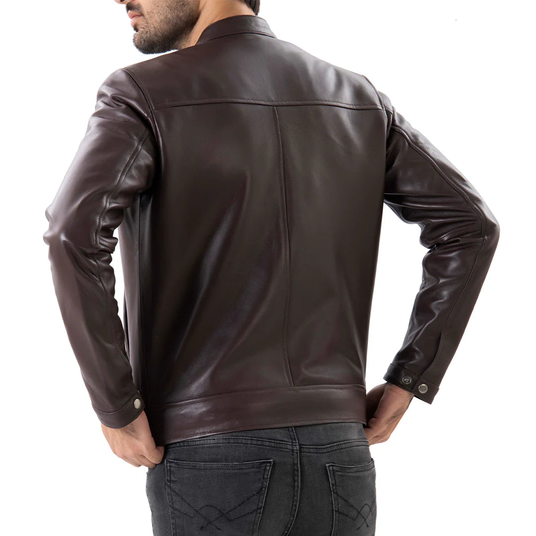 Brown Mens Pure Sheep Leather Jacket