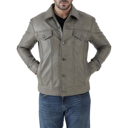 Artist Men’s Leather Trucker Jacket