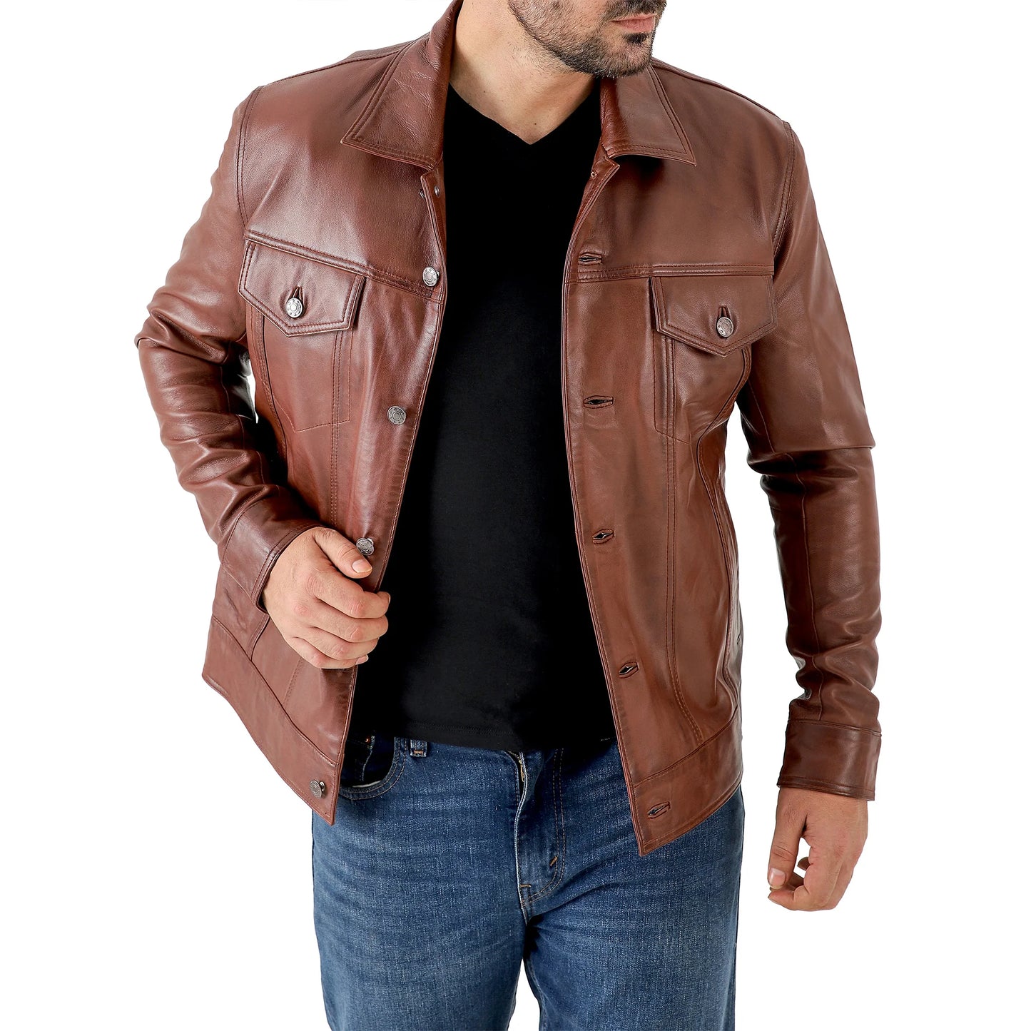 Artist Men’s Leather Trucker Jacket