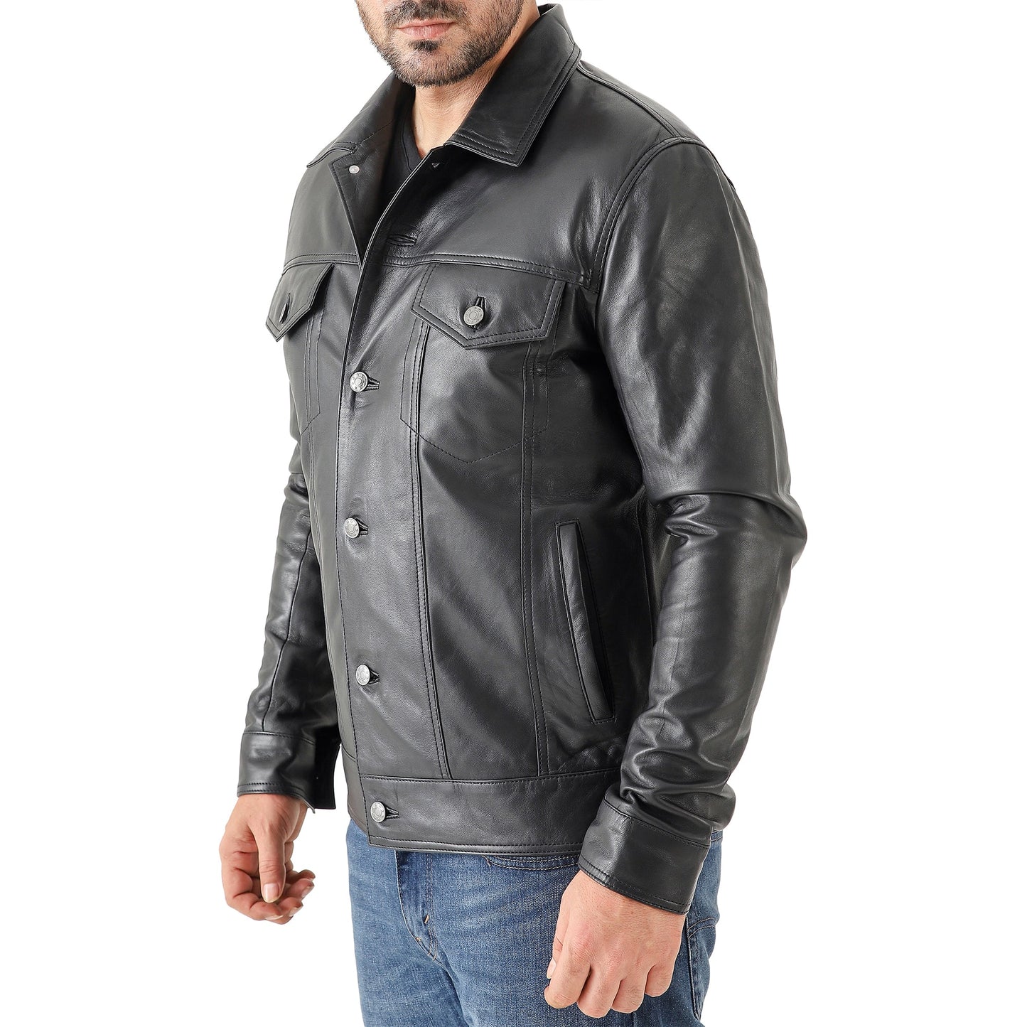 Artist Men’s Leather Trucker Jacket