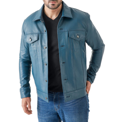 Artist Men’s Leather Trucker Jacket