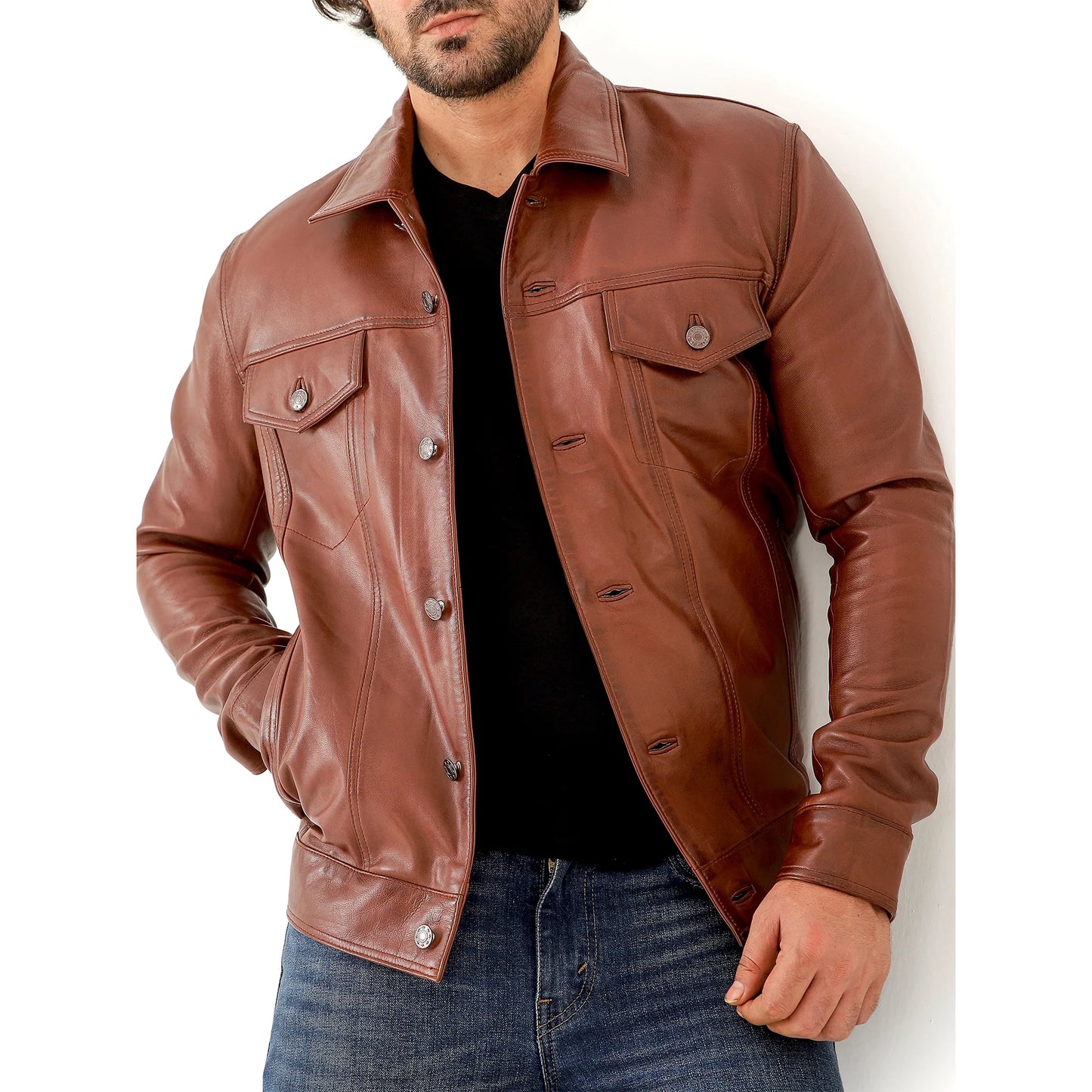 Artist Men’s Leather Trucker Jacket