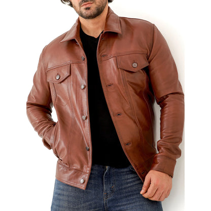 Artist Men’s Leather Trucker Jacket