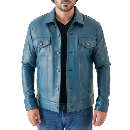 Artist Men’s Leather Trucker Jacket
