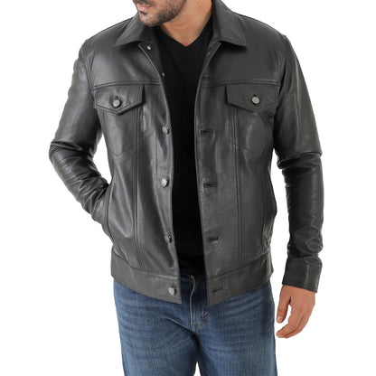 Artist Men’s Leather Trucker Jacket