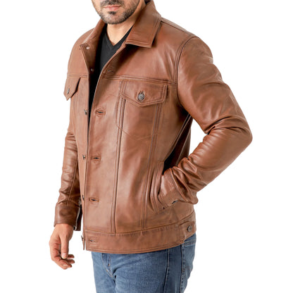 Artist Men’s Leather Trucker Jacket