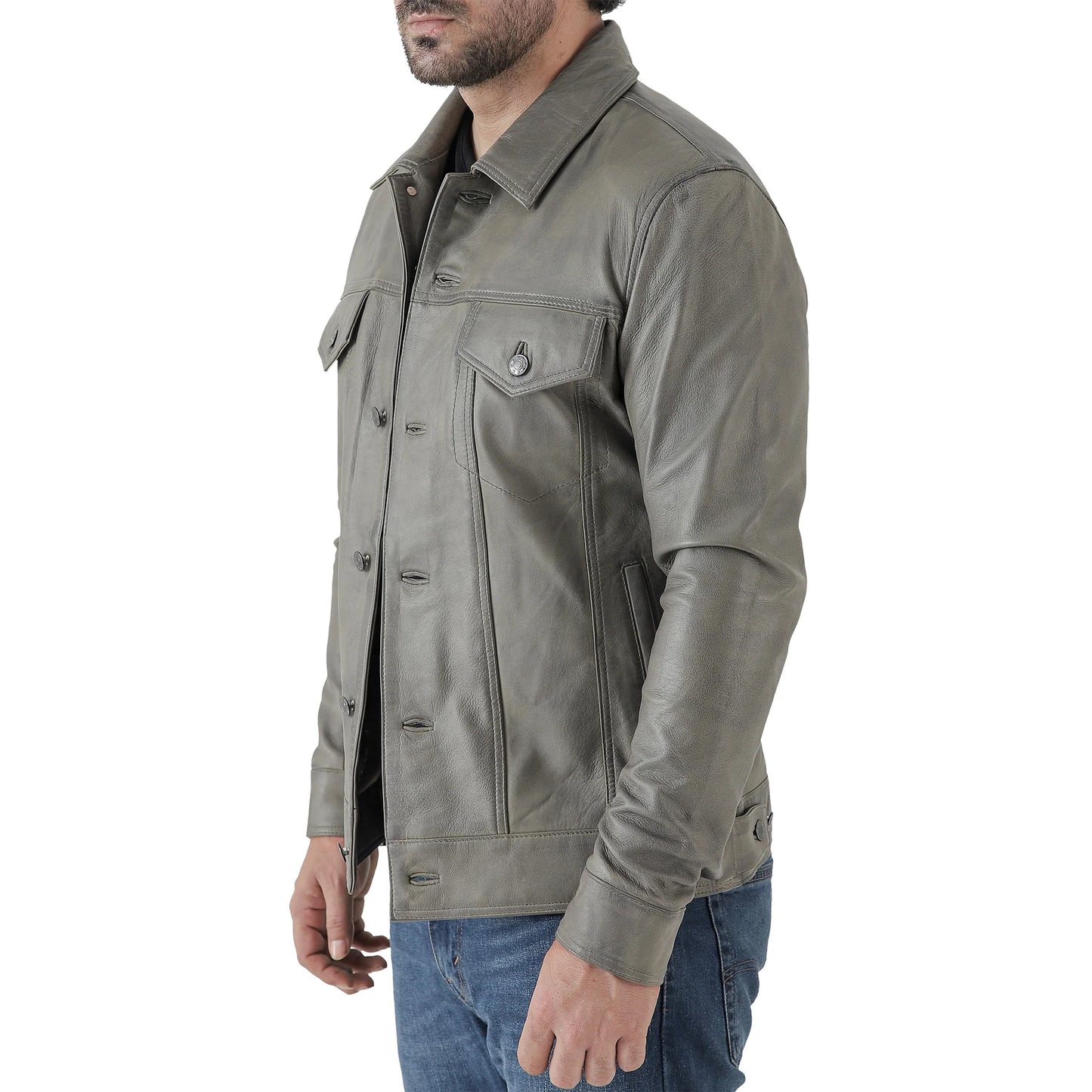 Artist Men’s Leather Trucker Jacket