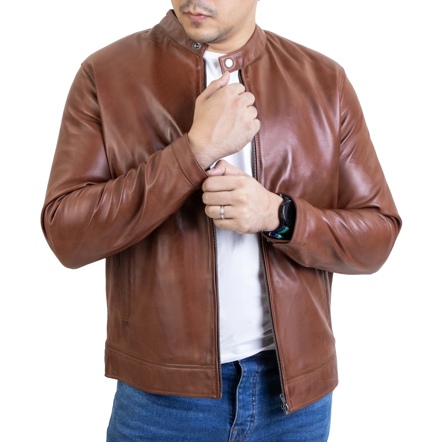 Mens Classic Style Handwaxed Leather Jacket