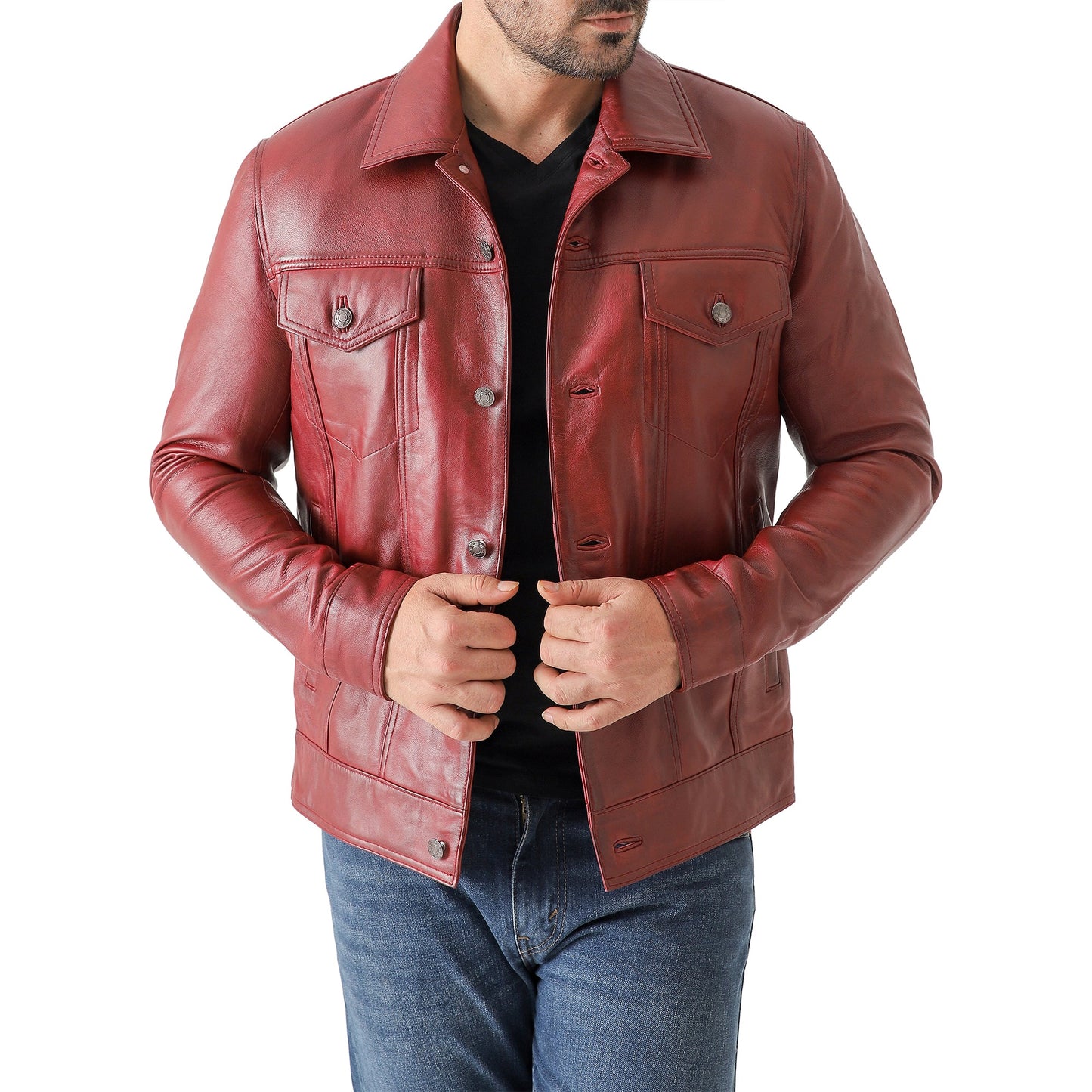 Artist Men’s Leather Trucker Jacket