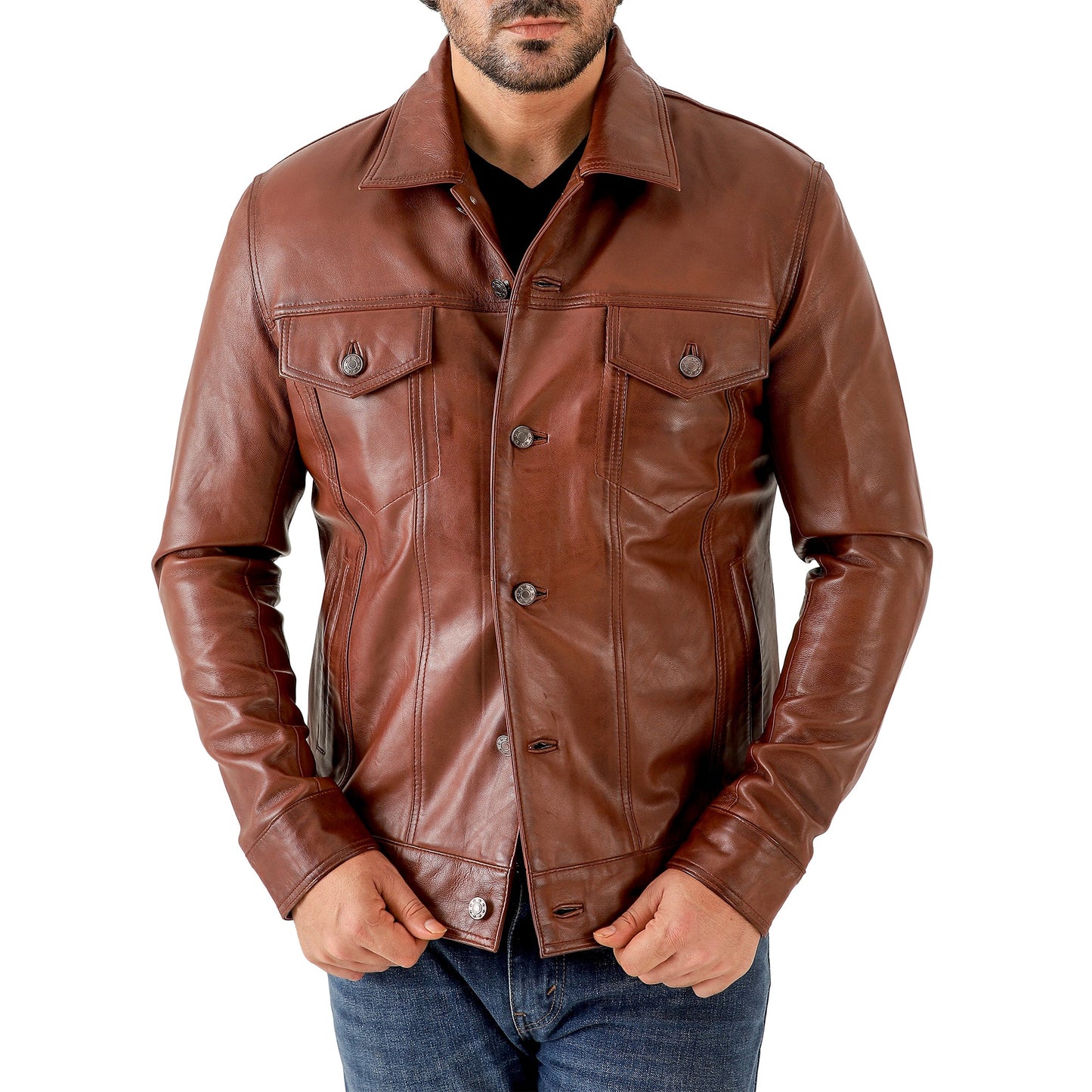 Artist Men’s Leather Trucker Jacket