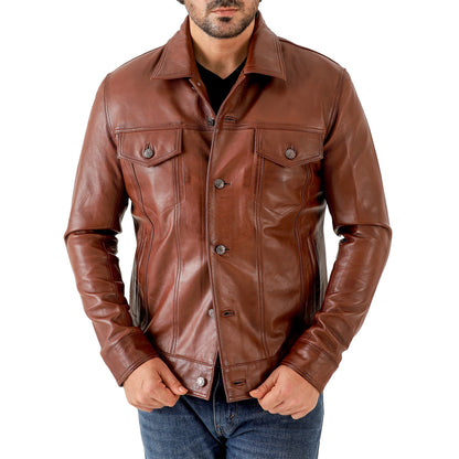 Artist Men’s Leather Trucker Jacket
