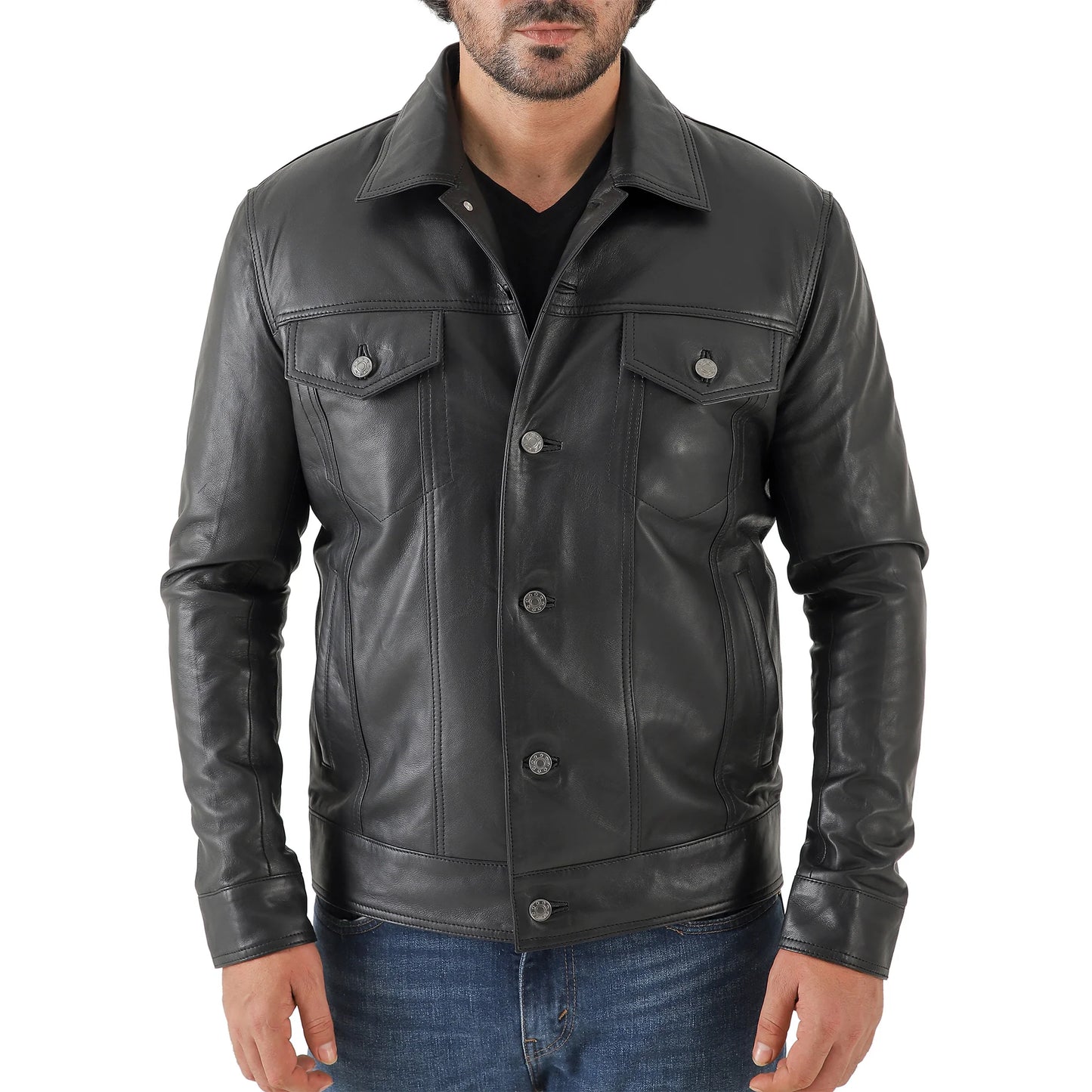 Artist Men’s Leather Trucker Jacket