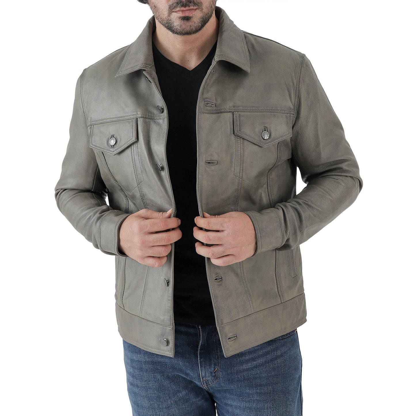 Artist Men’s Leather Trucker Jacket