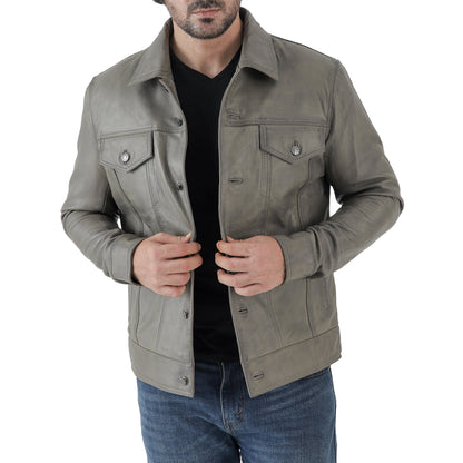 Artist Men’s Leather Trucker Jacket