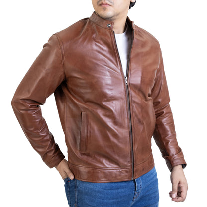 Mens Classic Style Handwaxed Leather Jacket
