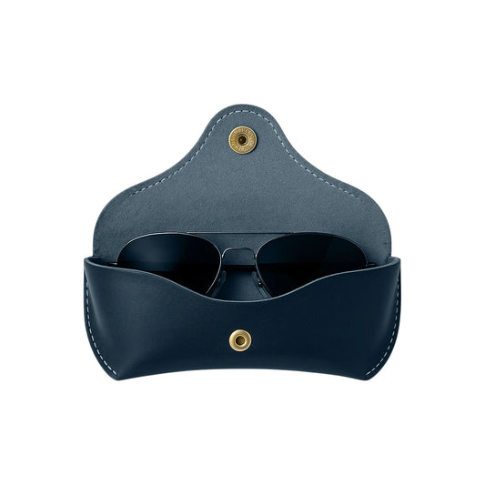 Artist Vintage Leather Eyewear Pouch Classic Protective Case - Blue