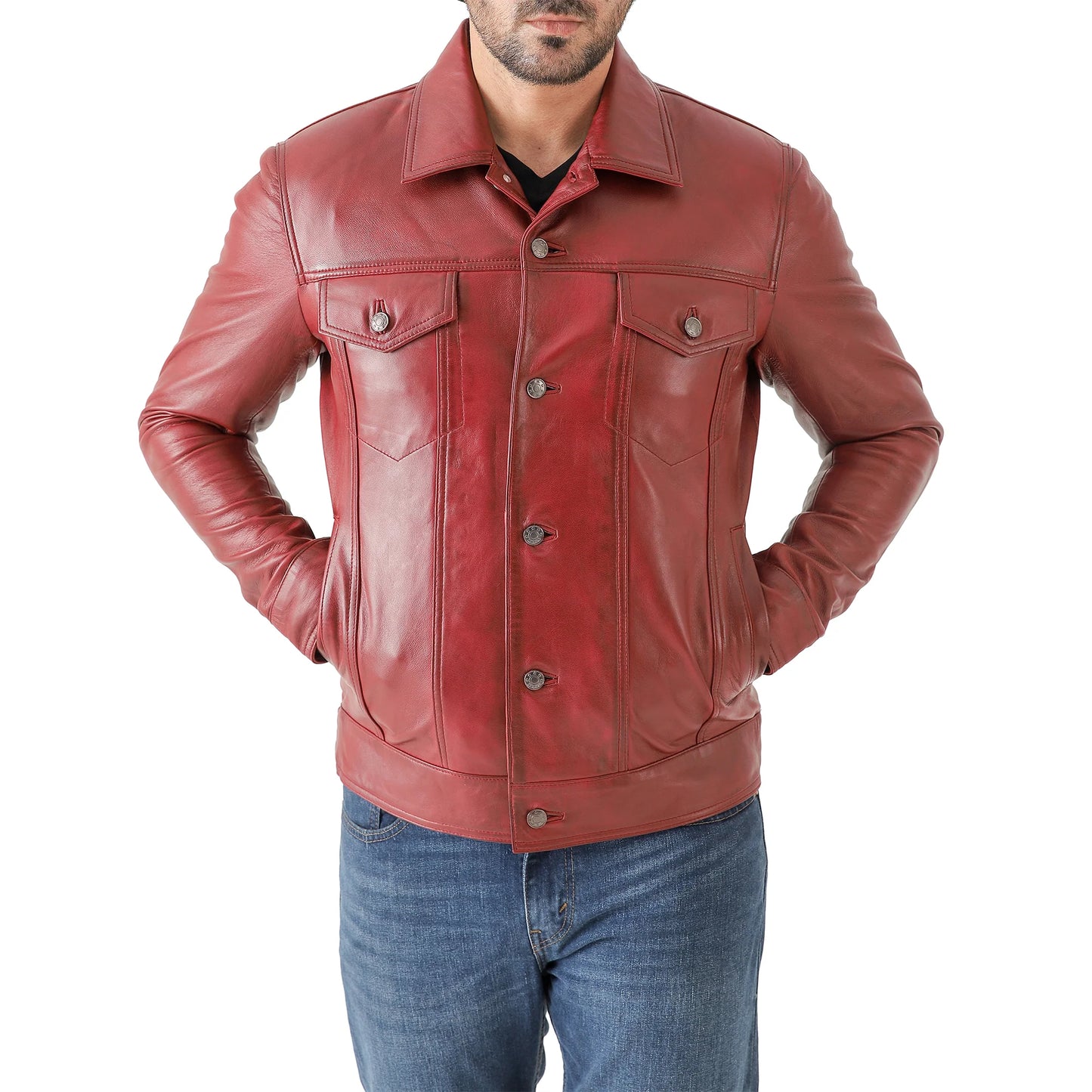 Artist Men’s Leather Trucker Jacket