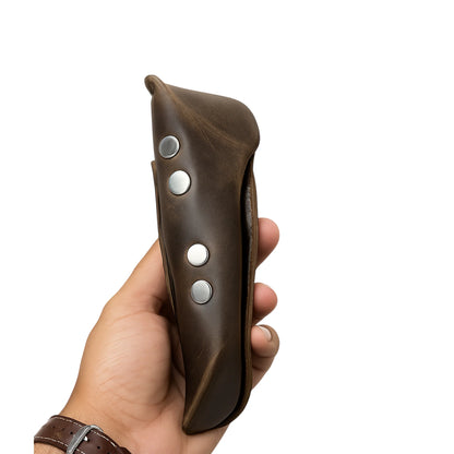 Artist Vintage Leather Eyewear Pouch Classic Protective Case - Vintage Brown