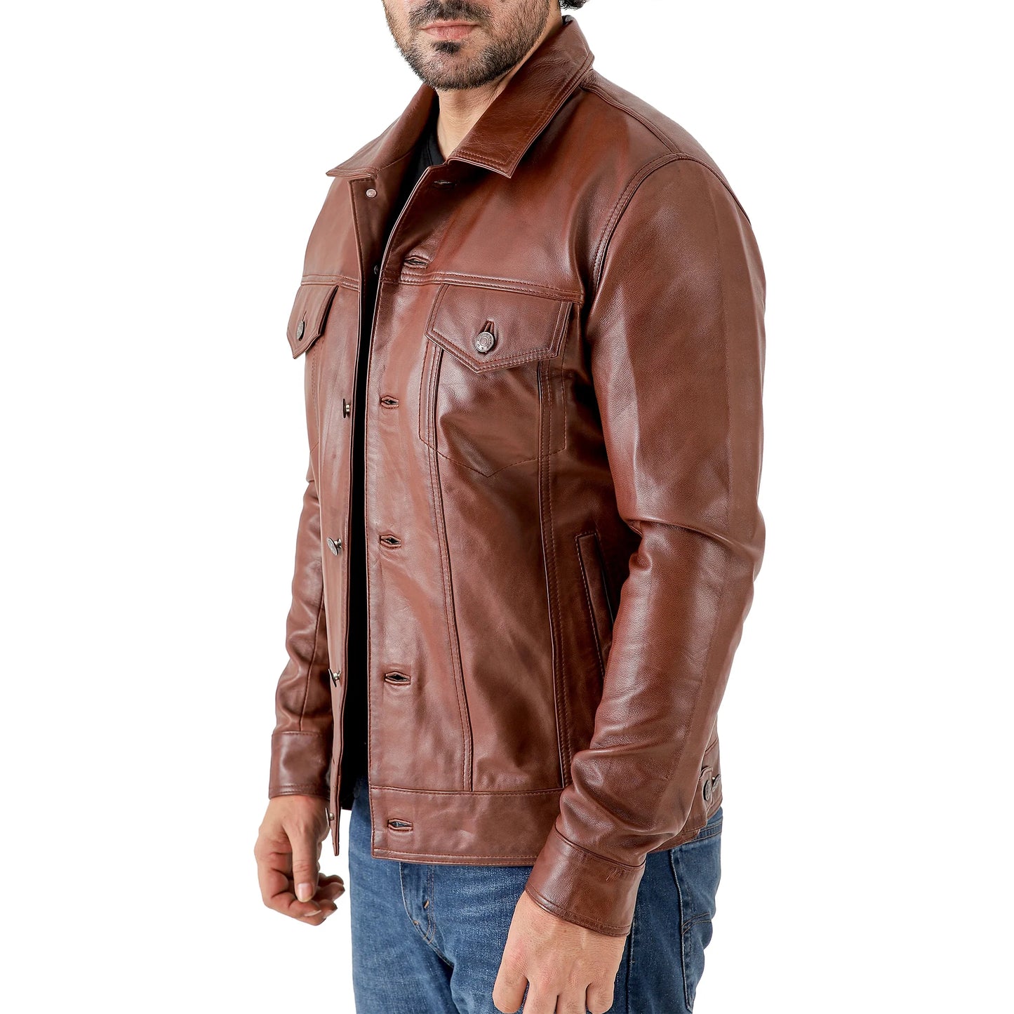 Artist Men’s Leather Trucker Jacket