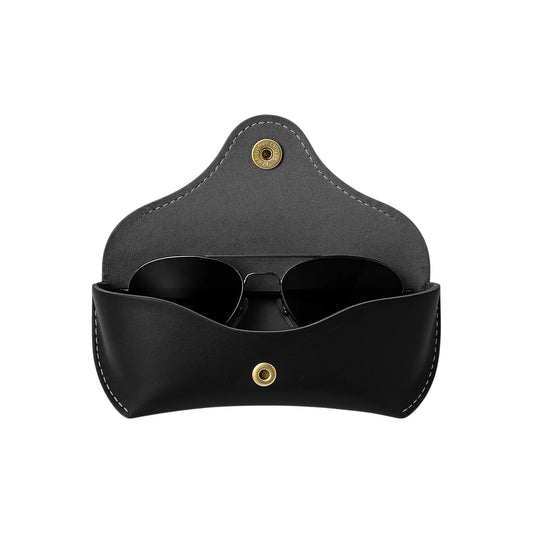 Artist Vintage Leather Eyewear Pouch Classic Protective Case - Black