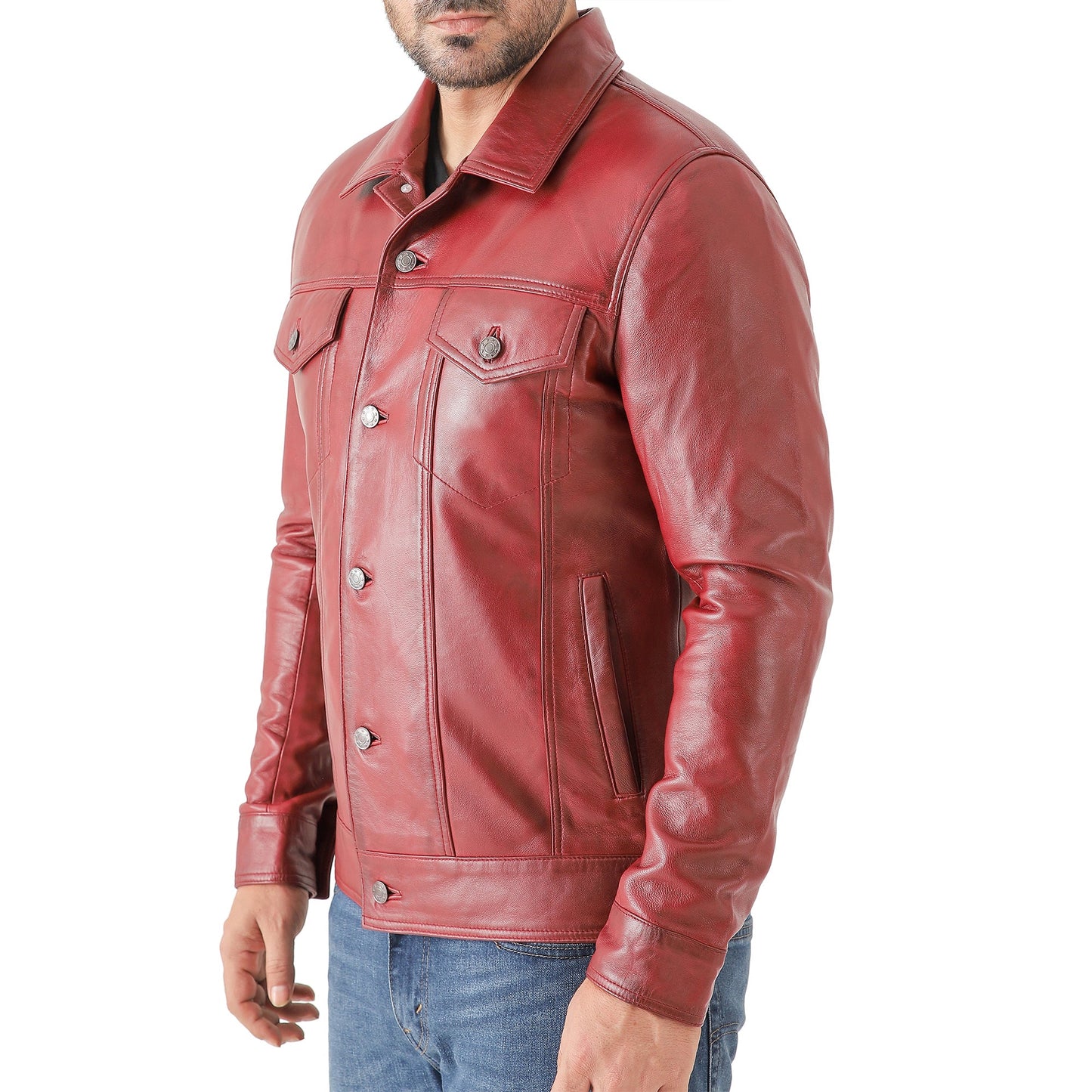 Artist Men’s Leather Trucker Jacket