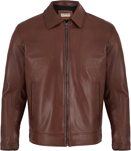 Artist Men's Harrington Collar Shirt Premium Leather Jacket