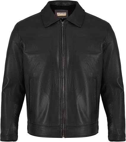 Artist Men's Harrington Collar Shirt Premium Leather Jacket