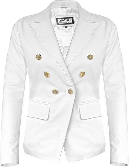 The Leather Artist Women’s Double Breasted Lambskin Leather Blazer-Genuine Leather Jacket for Work and Casual Wear