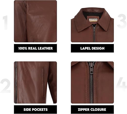 Artist Men's Harrington Collar Shirt Premium Leather Jacket