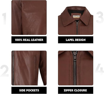 Artist Men's Harrington Collar Shirt Premium Leather Jacket