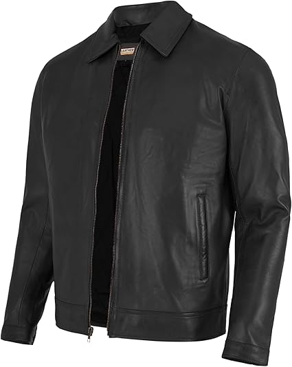 Artist Men's Harrington Collar Shirt Premium Leather Jacket