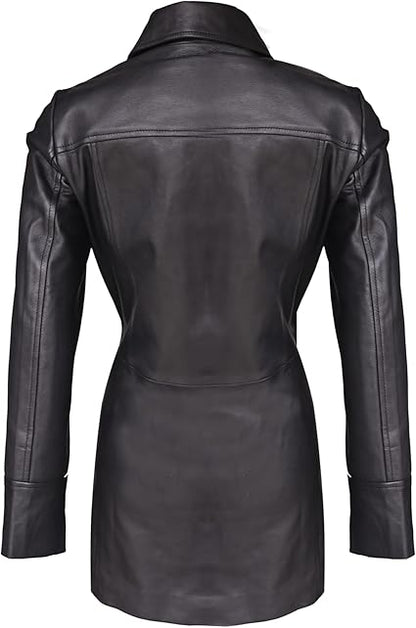 Artist Women’s Real Leather 3/4 Length Car Coat