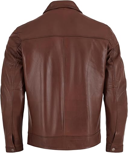 Artist Men's Harrington Collar Shirt Premium Leather Jacket