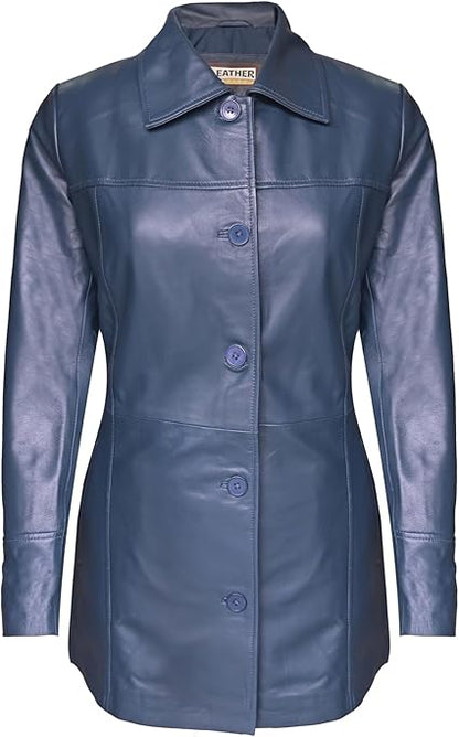 Artist Women’s Real Leather 3/4 Length Car Coat
