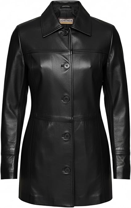 Artist Women’s Real Leather 3/4 Length Car Coat