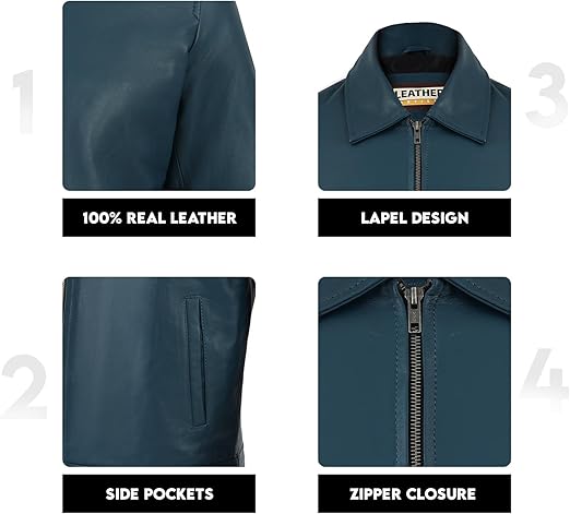 Artist Men's Harrington Collar Shirt Premium Leather Jacket