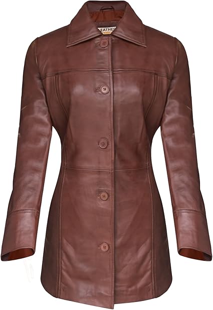 Artist Women’s Real Leather 3/4 Length Car Coat