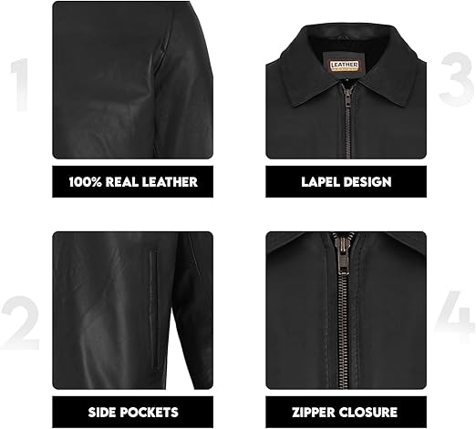 Artist Men's Harrington Collar Shirt Premium Leather Jacket