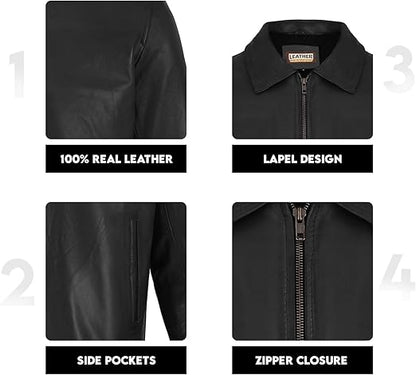 Artist Men's Harrington Collar Shirt Premium Leather Jacket