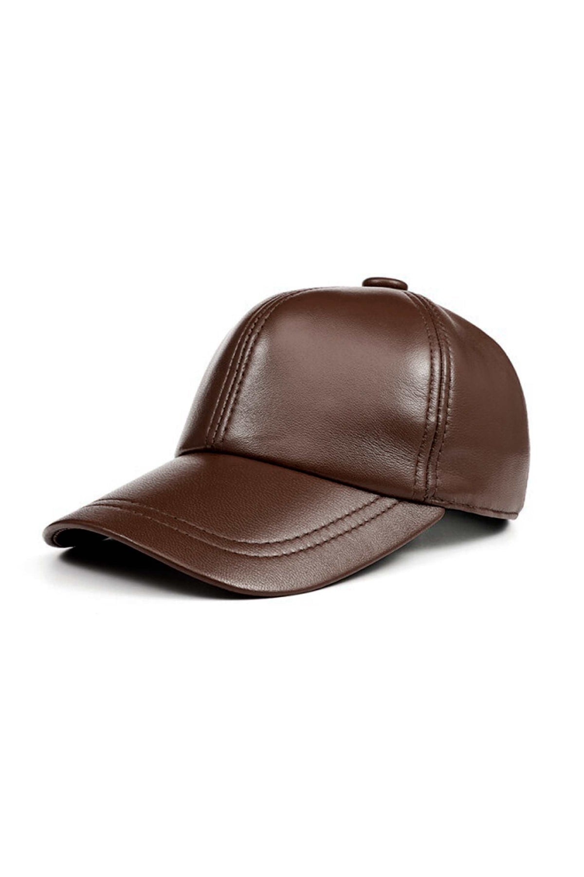 Soft Genuine Leather Adjustable Cap – Unisex Comfort Fit- Brown