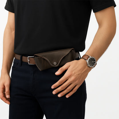 Artist Vintage Leather Eyewear Pouch Classic Protective Case - Vintage Brown