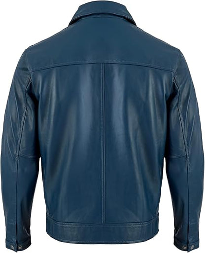 Artist Men's Harrington Collar Shirt Premium Leather Jacket