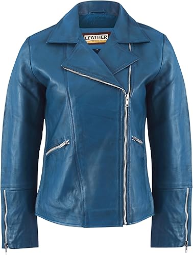Women’s Real Lambskin Asymmetrical Motorcycle Jacket-Biker Style Genuine Womens Leather Jacket