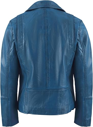 Women’s Real Lambskin Asymmetrical Motorcycle Jacket-Biker Style Genuine Womens Leather Jacket