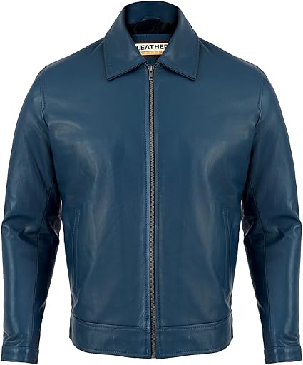 Artist Men's Harrington Collar Shirt Premium Leather Jacket