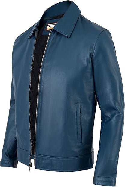 Artist Men's Harrington Collar Shirt Premium Leather Jacket